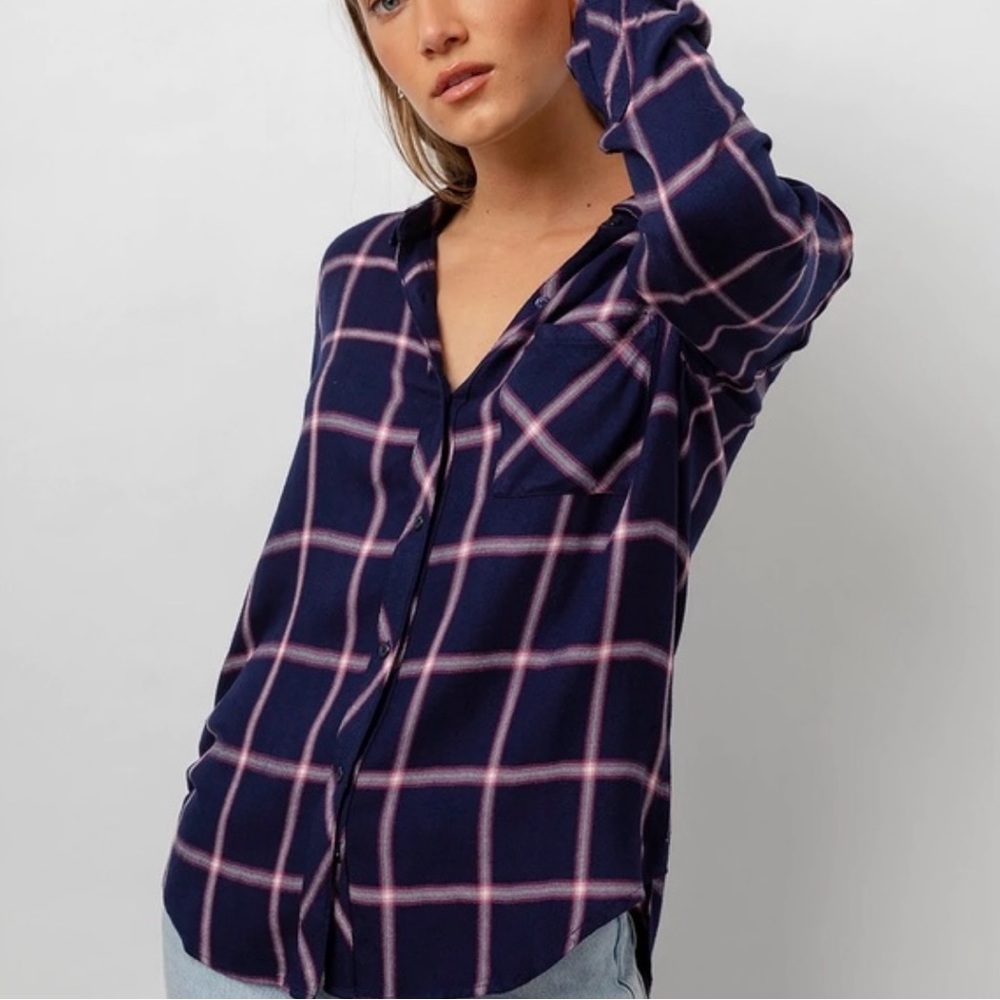 Rails Hunter Button Down In Sapphire Magenta - image 3